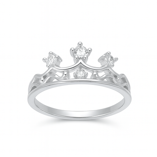 Fine Silver Crown Diamond Ring