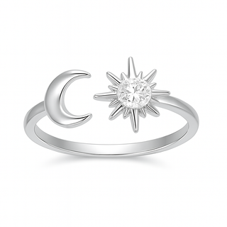 Fine Silver Moon & Sun Ring