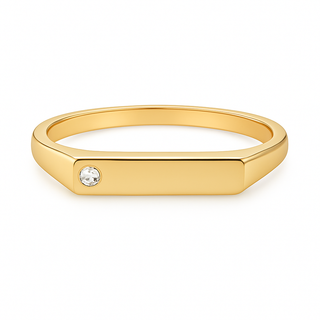 Fine Gold Plated Flat Top 1 Diamond Stud Ring