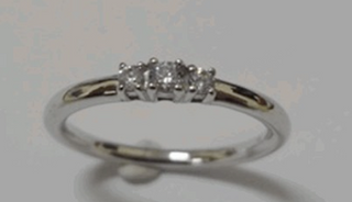 Tri-Stud CZ Solitaire Ring (0256)