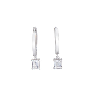 White Topaz Dangle Huggies